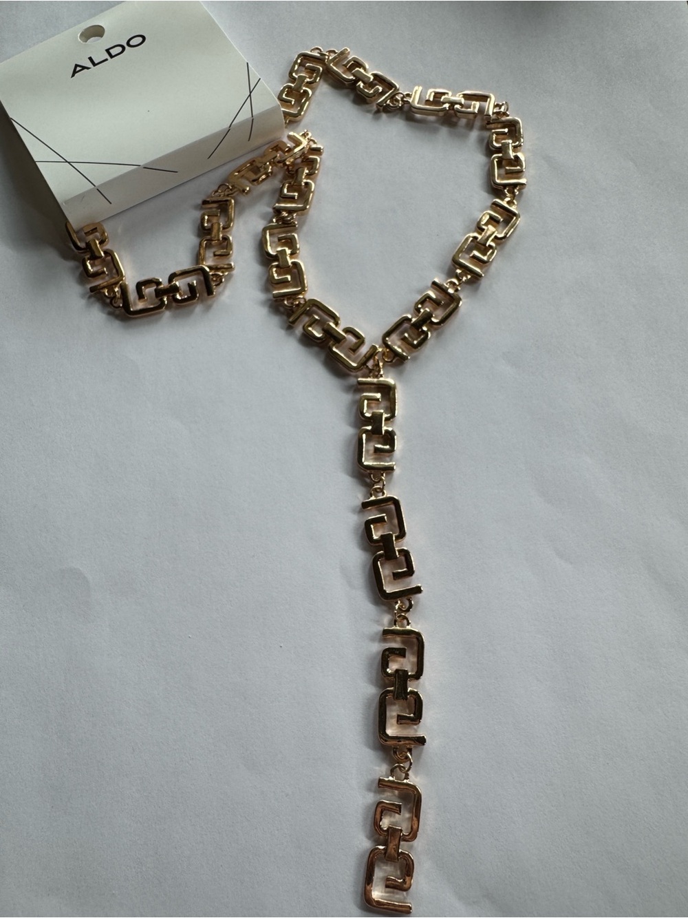 13” ALDO Gold Geometric Link Y‑Necklace
